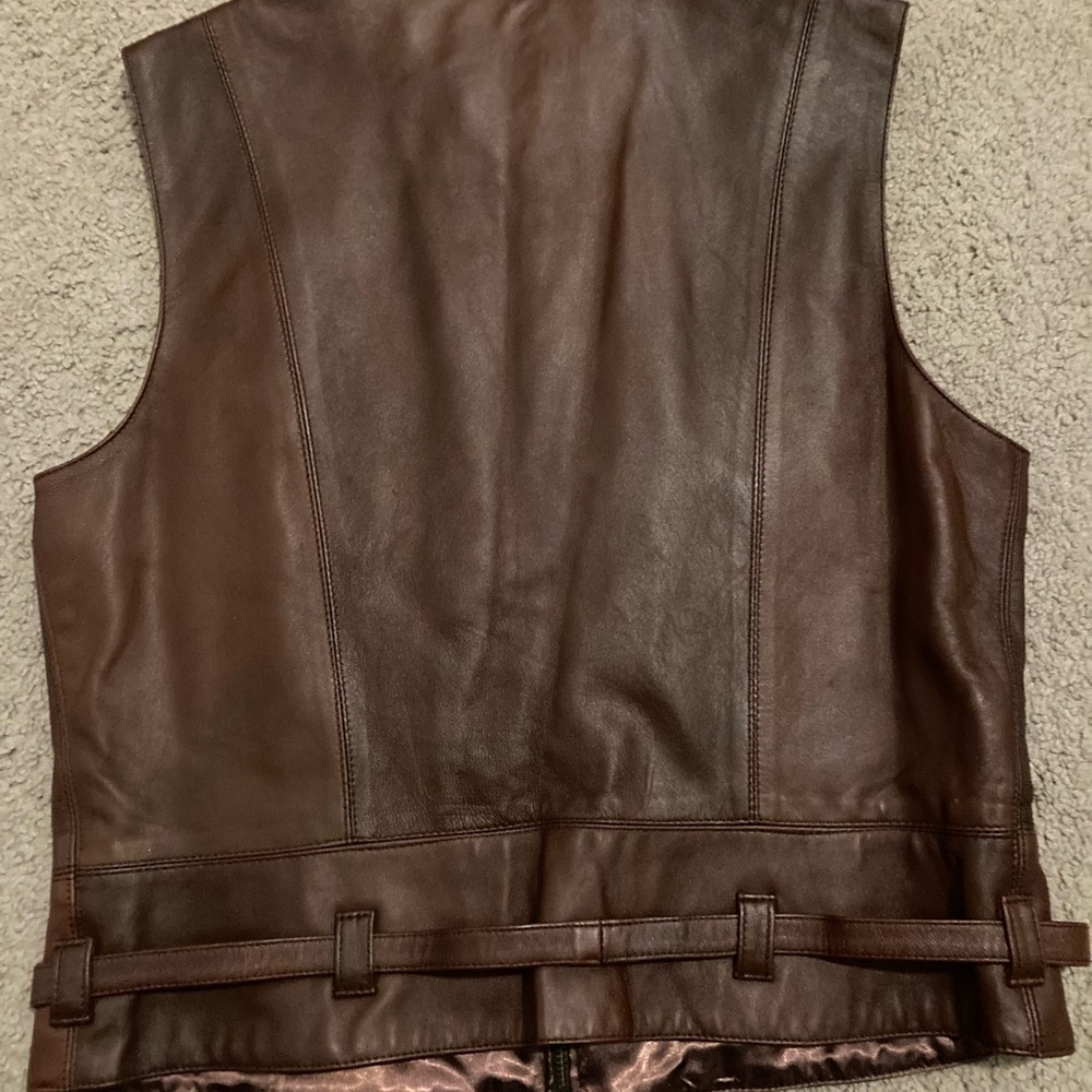 CAbi Chocolate Brown Leather Vest with full polyester lining - Picture 2 of 4